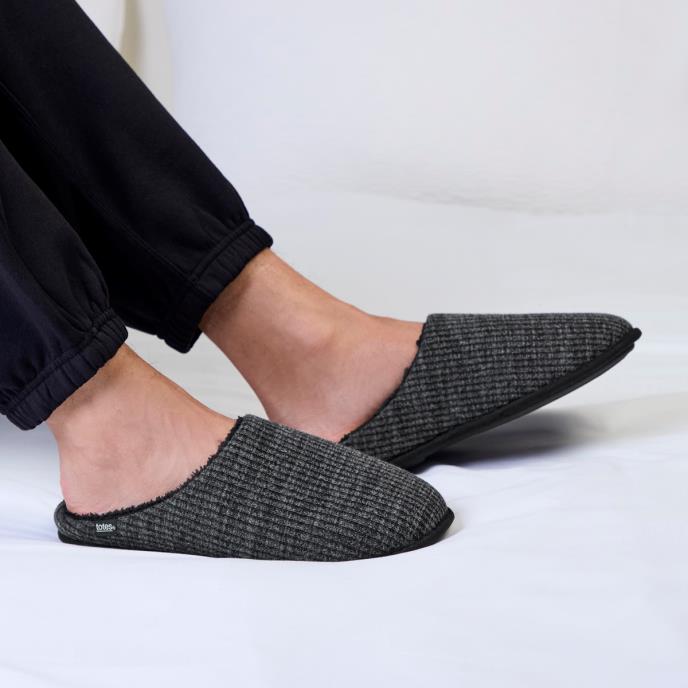 totes toasties® Mens Cord Mule Slippers Grey